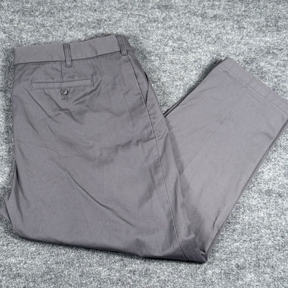 Lands End Size 22W High Rise Gray Flat Front Chino Pants Comfort‎ Waist Neutral